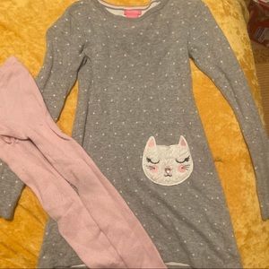 7/8 Sweater Dress w/Pink Tights